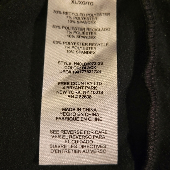 Womens Free Country Base Layer Black Pants. Size XL - Picture 4 of 5